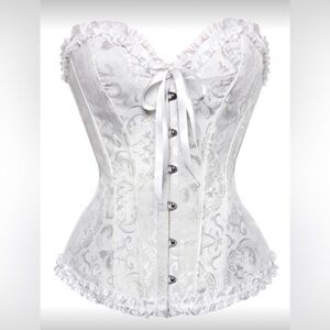 SHEIN White Satin Lace-Up Corset